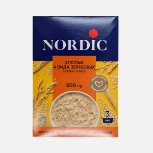 Хлопья Нордик 4 вида зерновых к/к 500г