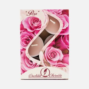 Свеча чайная ароматизированная Роза парафин 12г 6шт