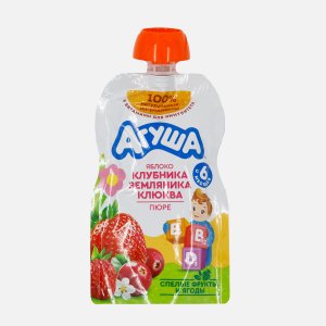 Пюре Агуша Яблоко/клубника/земляник клюква с 6мес дой/пак 80г