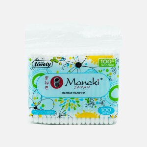 Палочки Манеки Лавли ватные пл/уп 100шт