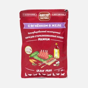 Корм Солид Натура Премиум Ягнёнок в желе пауч 85г