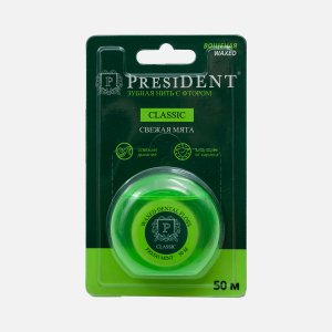 Флосс Президент Классик межзубный мята/фтор 50м