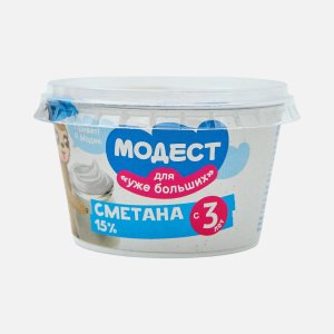 Сметана Модест для питания детей с 3лет 15% пл/ст 180г