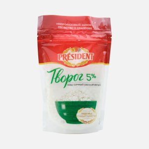 Творог Президент рассыпчатый 5% дой/пак 450г