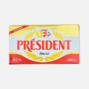 Масло Президент кислосливочное несоленое в/с 82% 360г
