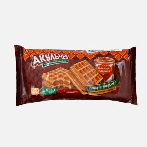 Вафли Акульчев Венские со вкусом вареной сгущенки 100г