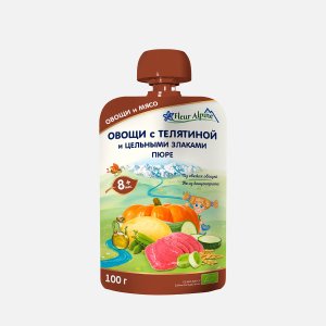 Пюре Флер Альпин Овощи с телятиной цельн злаками с 8мес дой/пак 100г