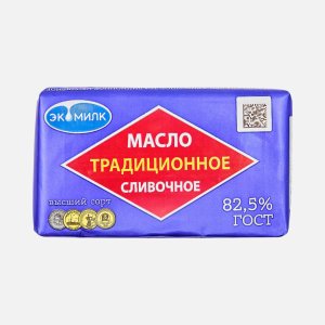 Масло Экомилк Традиционное сливоч 82.5% в/с фольга 160г