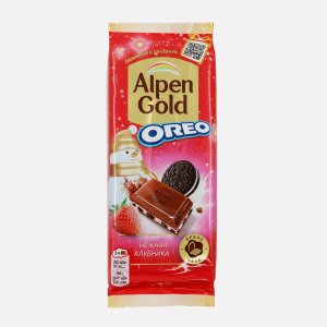 Шоколад Альпен Гольд Орео Нежная клубника с кусоч печенья 85г