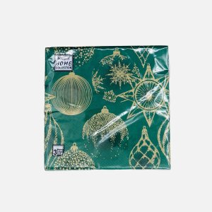 Салфетки Букет Хоум КоллекшнЗолотые украшения на зелен бум33*33 3сл20л