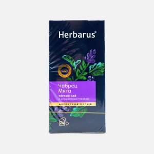 Чай Гербарус Чабрец/мята черный 24пак*2г к/к 48г