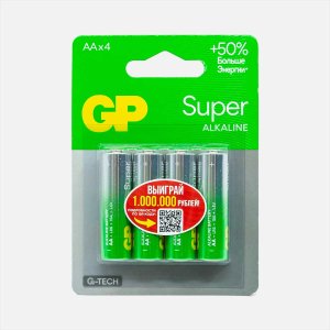 Элемент питания GP Супер Алкалине G-TECH 15А АA 4шт