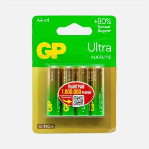 Элемент питания GP Ультра Алкалине G-TECH 15А АA 4шт