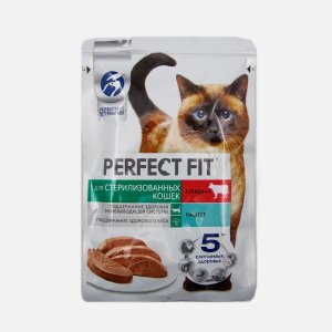 Корм Перфект Фит д/стерилиз кошек Говядина паштет пауч 75г