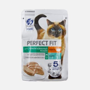 Корм Перфект Фит д/стерилиз кошек Индейка паштет пауч 75г