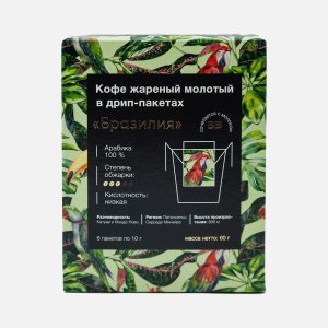 Кофе Вкусвилл Бразилия молотый в дрип-пакетах 60г