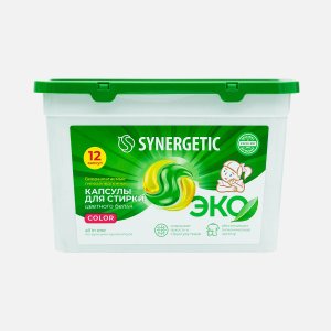 Капсулы Синергетик Колор д/стирки концентрир 12шт 180г