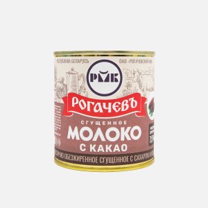 Молоко сгущ Рогачевъ с сахаром и Какао 7.5% ж/б 380г