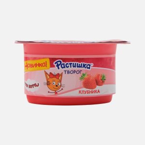Творог Растишка Клубника обогащ 3.5% пл/ст 110г