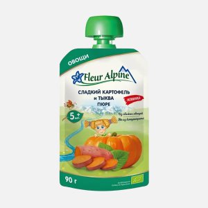 Пюре Флер Альпин Сладкий картофель/тыква с 5мес дой/пак 90г