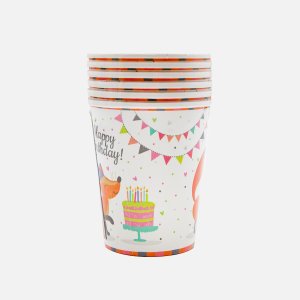 Стаканы Фиоленто Лисенок Фрэндли Биртхдэй 200мл бум 6шт7,5*7,5*8см