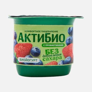 Биойогурт АктиБио Клубника-Черника без лактозы без сахара 3% 130г