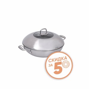Сковорода Пинтинокс вок 32см с крышкой с антиприг покрыт Гекса Кор