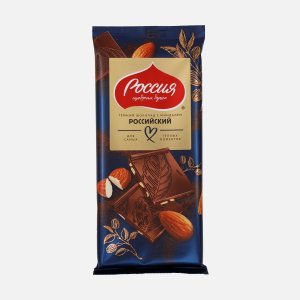 Шоколад Россия Щедрая душа Российский темный с миндалем 75г