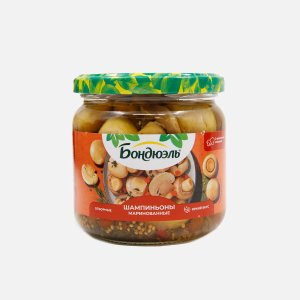 Шампиньоны Бондюэль целые отборные маринованные ст/б 350мл
