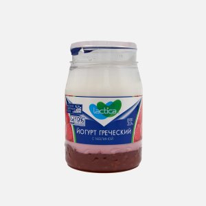 Йогурт Лактика Греческий с малиной двухслойный 3% пл/б 190г
