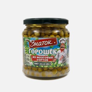 Горошек Знаток зеленый в/с ГОСТ ст/б 450г