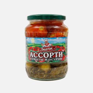 Ассорти Знаток Огурцы/томаты маринованные ст/б 680г
