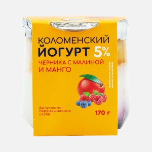 Йогурт Коломенский Черника-малина-манго 5% 170г