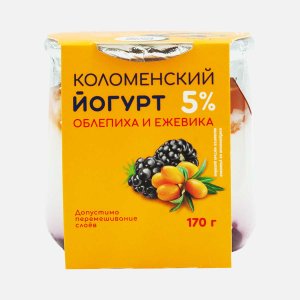 Йогурт Коломенский с наполнителем Облепиха-ежевика 5% 170г