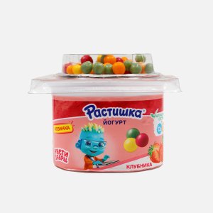 Йогурт Растишка Клубника/злаковые драже в цветном глазури