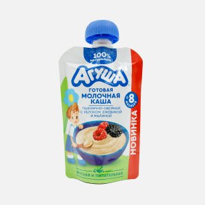 Каша Агуша Пшенично-овсян яблоко/ежев/малина мол с 8мес 100г