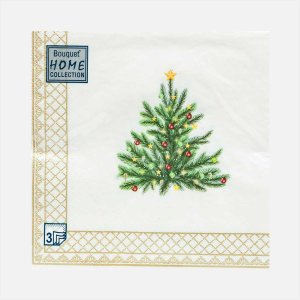 Салфетки Хоум Коллекшн Новогодняя скатерть с елочкой бум33*33см3сл20л