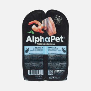 Корм АльфаПет д/кош стерил Анчоусы креветки в соусе 80г