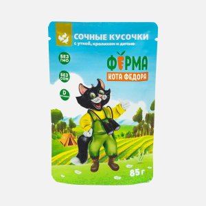 Корм Мнямс Ферма кота Федора д/кот утка/кролик/дичь пауч 85г