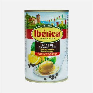 Оливки Иберика с лимоном приправленные черн перцем ж/б 300г