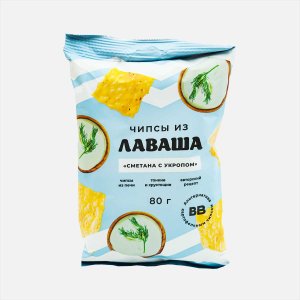 Чипсы ВкусВилл из лаваша Сметана с укропом пл/пак 80г