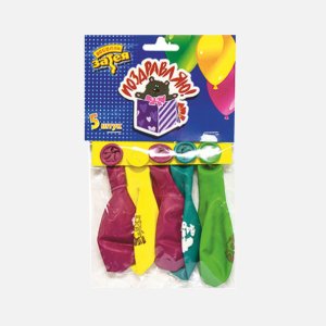 *Набор шаров  Веселая Затея с рисунком  Поздравления  30см, 5шт