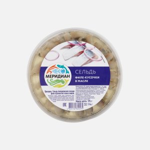 Сельдь Меридиан филе-кусочки в масле пл/б 175г